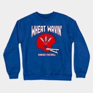 Wheat Wavin KU Football Blue Crewneck Sweatshirt